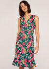 Tropical Floral Midi Dress, Navy, large