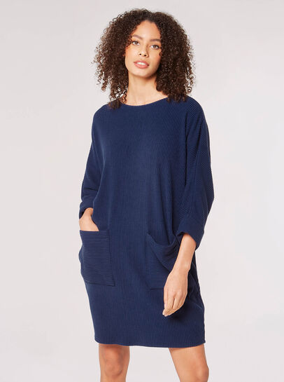 Ribbed Knit Coccoon Mini Dress