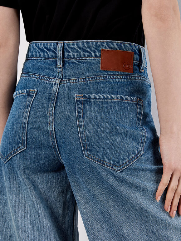 Dip Dye Wide Leg Jeans, Blue, large