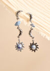 Silver Tone Celestial Stone Drop Earrings, Silver, large