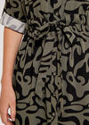 Swirl Drawstring Midi Dress, Khaki, large
