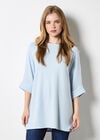 Soft-Touch Batwing Waffle Knit Top, Blue, large