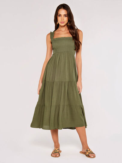 Smock Tiered Midi Dress