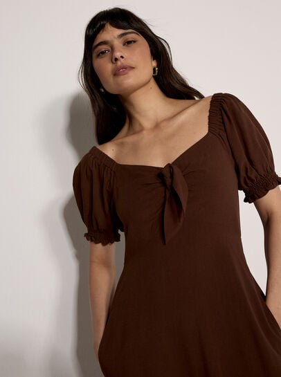 Tie Detail Milkmaid Midaxi Dress