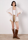 Embroidered Cover-Up Kimono, White, large