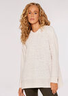 Popcorn Knit Hooded Jumper, Cream, large