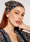Ditsy Floral Head Scarf, Navy, large