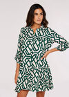 Geometric Print Mini Dress, Green, large