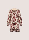 Folk Floral Mini Jumper Dress, Stone, large