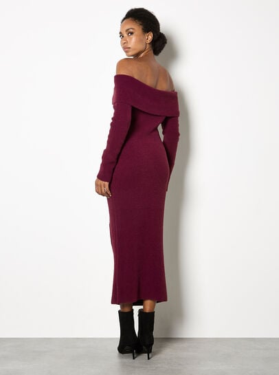 Fluffy Bardot Midaxi Dress