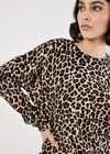 Ribbed Knit Leopard Jumper, Stone, large