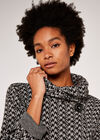 Chevron Single Button Cardigan, Grey, large