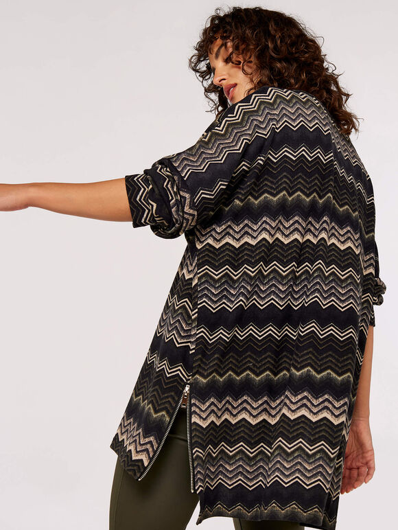 Chevron Side Zip Top, Khaki, large