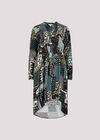 Patchwork Paisley Shirt Mini Dress, Navy, large