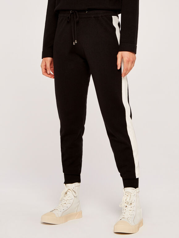 Pantalon de jogging à rayures latérales, noir, grand