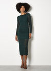 Floral Leaf Lace Midi Skirt, Green, large