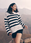 Button Detail Stripe Jumper, Black, large