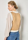 Floral Suede Teddy Borg Gilet, Brown, large