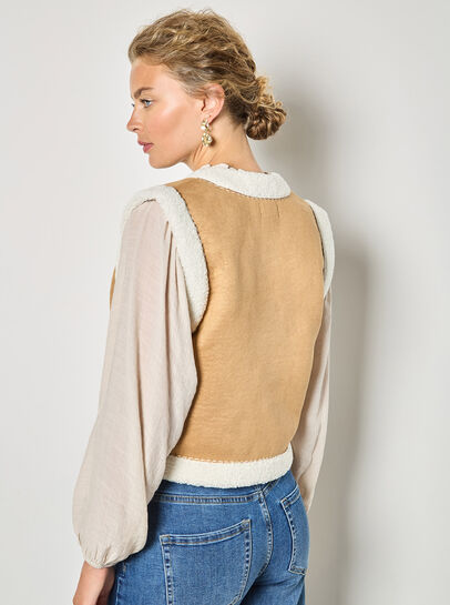 Floral Suede Teddy Borg Gilet
