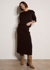 Fine Knit Cable Jumper, Brown, large
