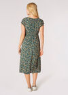 Robe Midi Garden Floral Milkmaid, Vert, grand