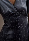 Silver Foil Star Velvet Mini Dress, Dark Grey/Charcoal, large