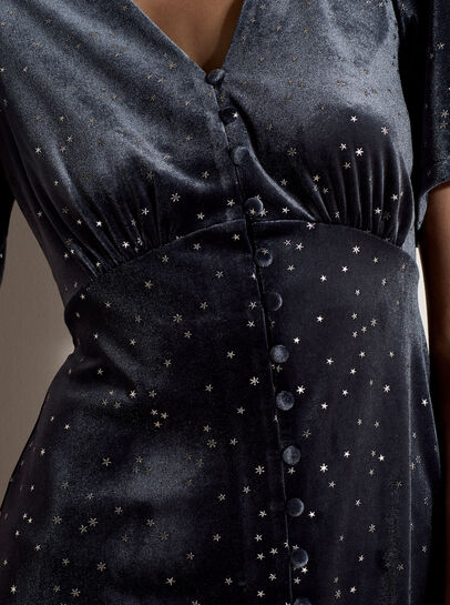 Silver Foil Star Velvet Mini Dress