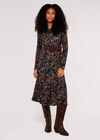Paisley Tiered  Midi Dress, Navy, large
