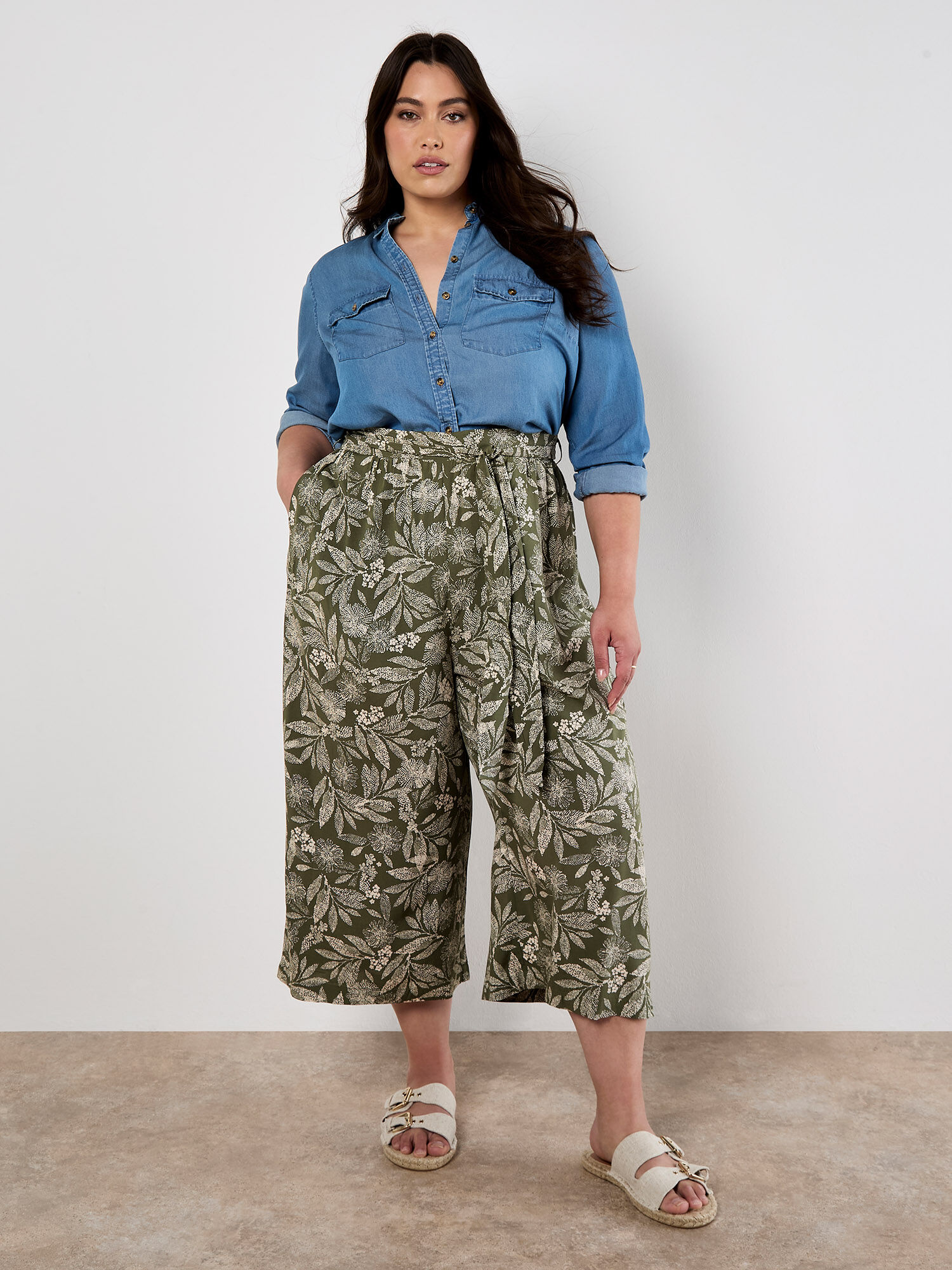 Batik Leaf Culotte Trousers | Apricot Clothing