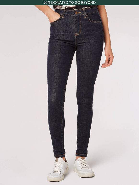 Sienna Raw Denim Skinny Jeans, Navy, large
