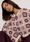 Crochet Squares Cropped Jumper, Mauve, large