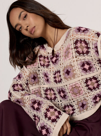 Crochet Squares Cropped Jumper