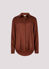 Oversized Satin Shirt, Burgundy, large