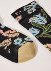 Floral Socks, Black, large