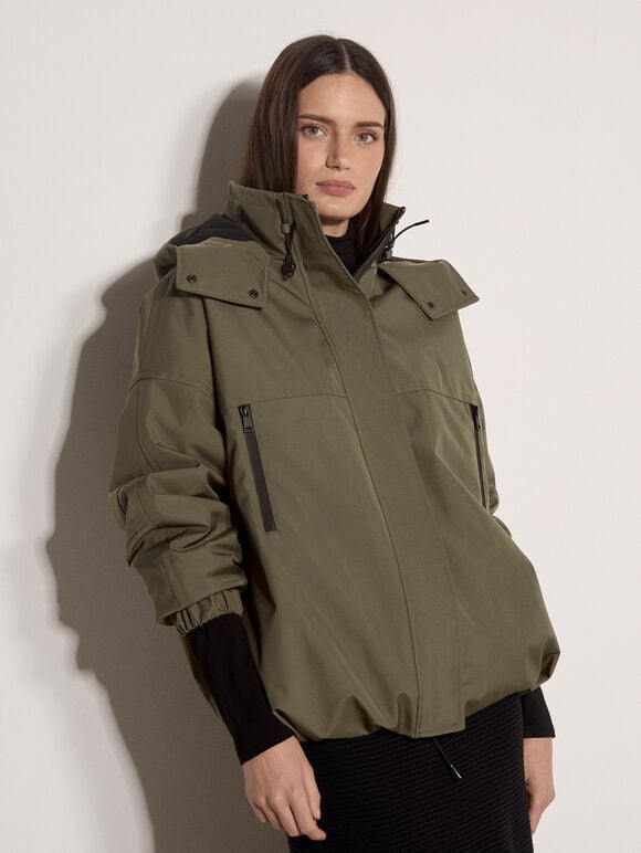 Technical Parka Jacket, Khaki, large