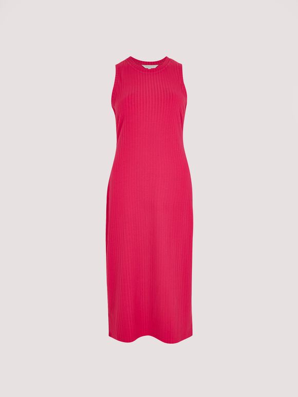 Ribbed Racer Midi Dress, Pink, large