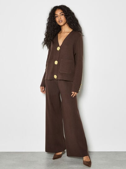 Statement Hammered Buttons Lightweight Cardigan