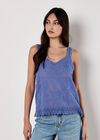 Floral Embroidery Crochet Cotton Top, Purple, large
