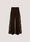 Floral Embroidered Wide-Leg Jeans, Brown, large