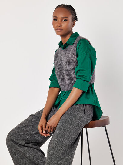 Cropped Waffle Knitted Vest Top