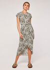 Brushstroke Print Wrap Maxi Dress, Khaki, large