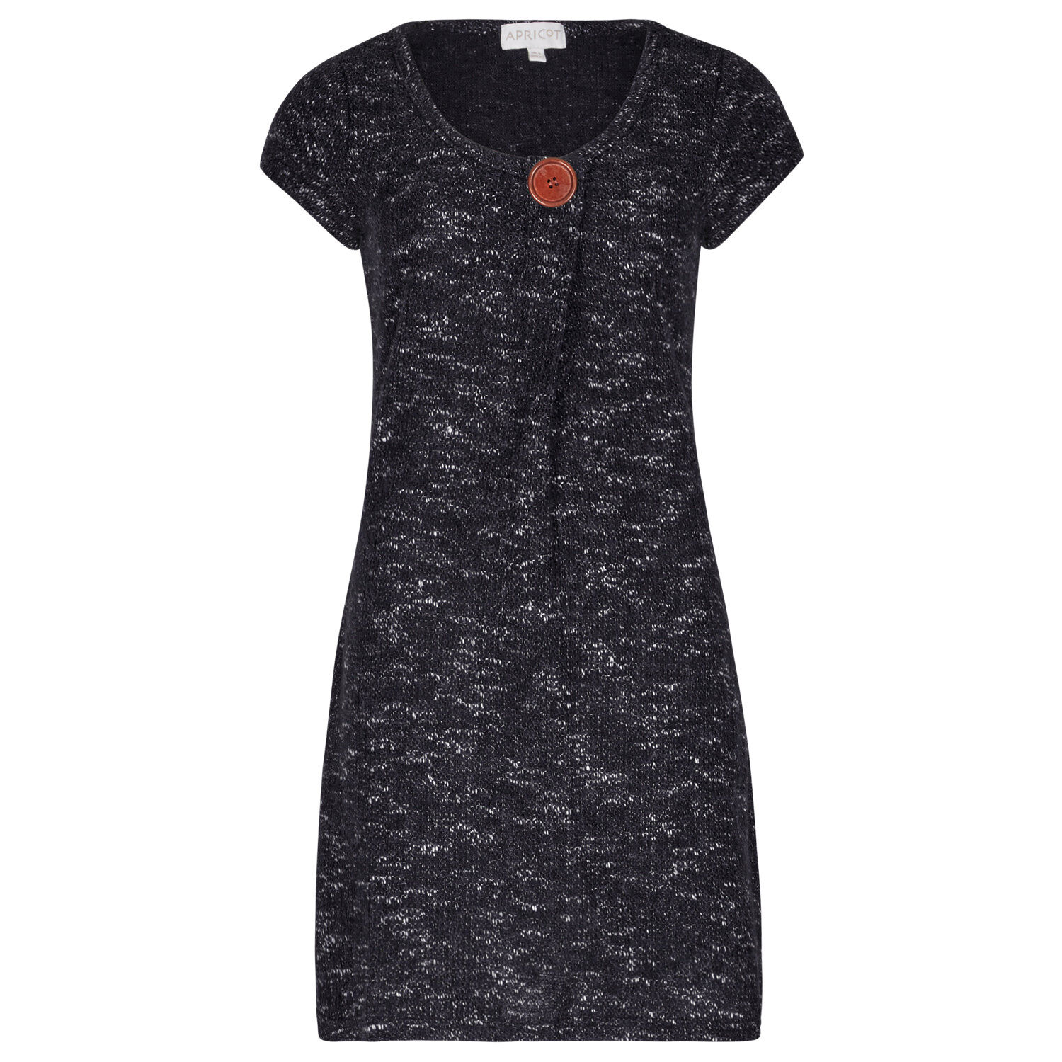 Charcoal Marl Wooden Button Tunic Dress Apricot Clothing