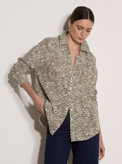 Zebra Print Oversized Cotton Shirt