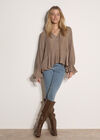 Textured Peplum Hem Blouse, Stone, large