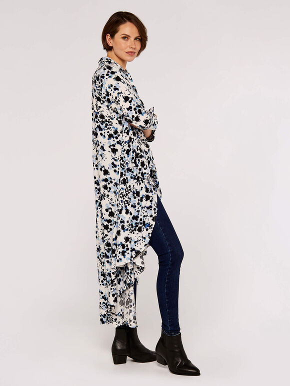 Paint Splash Extreme Hem Shirt, Blue, large