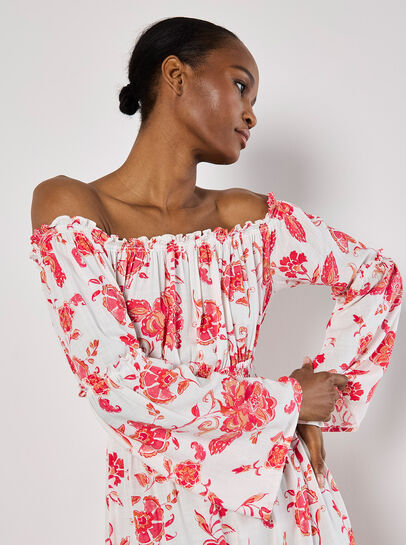 Floral Bardot Maxi Dress