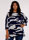 Curve Zebra  Batwing Top, Navy, large