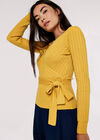 Rib Knit Wrap Top, Mustard, large