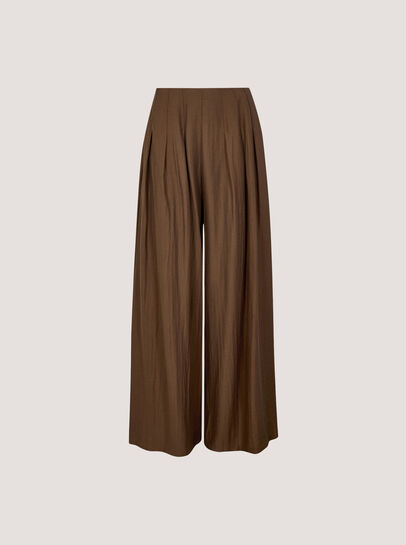 Textured Twill Wide-Leg Trousers
