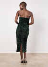 Sequin Bandeau Velvet Bodycon Midi Dress, Green, large